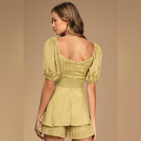 Tiers to You and I Lime Green Tiered Skort Romper size L - Picture 5 of 10